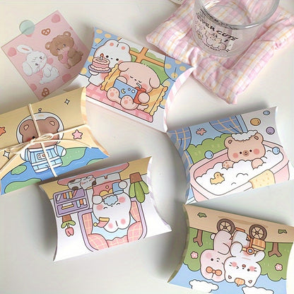 Cartoon Animal-Themed Pillow Gift Boxes (1-Pack) – Perfect for Small Candies, Birthdays, Holidays, and Special Occasions, Featuring Adorable Bear and Bunny Designs - Hiccupzz