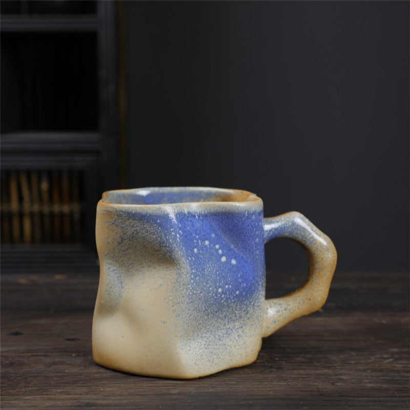 Vintage Japanese Ceramic Mug - Irregular High-Aesthetic Coarse Water Cup