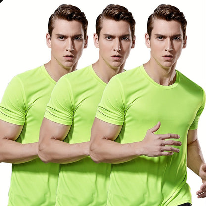 3-Pack Men's Quick-Dry Short Sleeve Shirts - Stretch Crew Neck Undershirts for Fitness Training - Hiccupzz