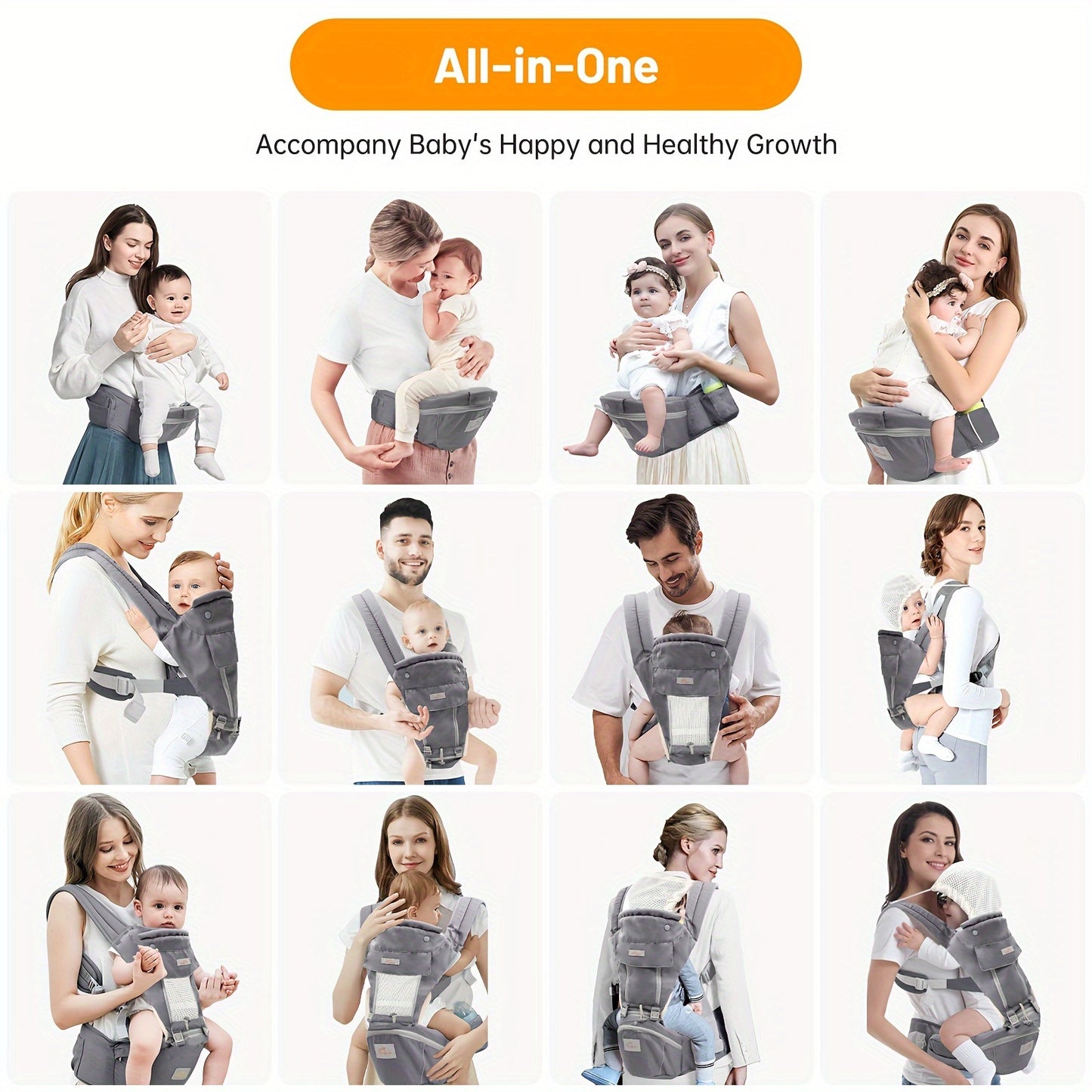 Baby Carrier Newborn to Toddler - All-Position Hip Carrier with Hood, Perfect for Breastfeeding