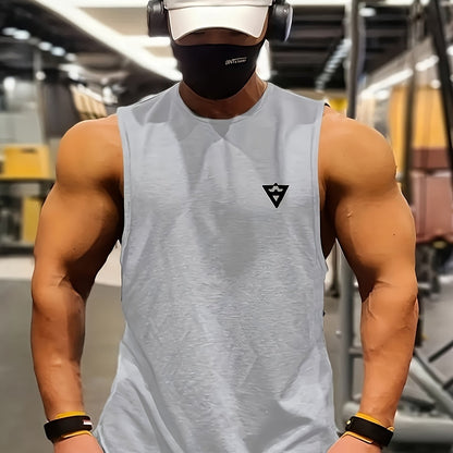 Men's Solid Tank Top - Quick-Dry Stretch Crew Neck Sleeveless Shirt for Gym & Fitness - Hiccupzz