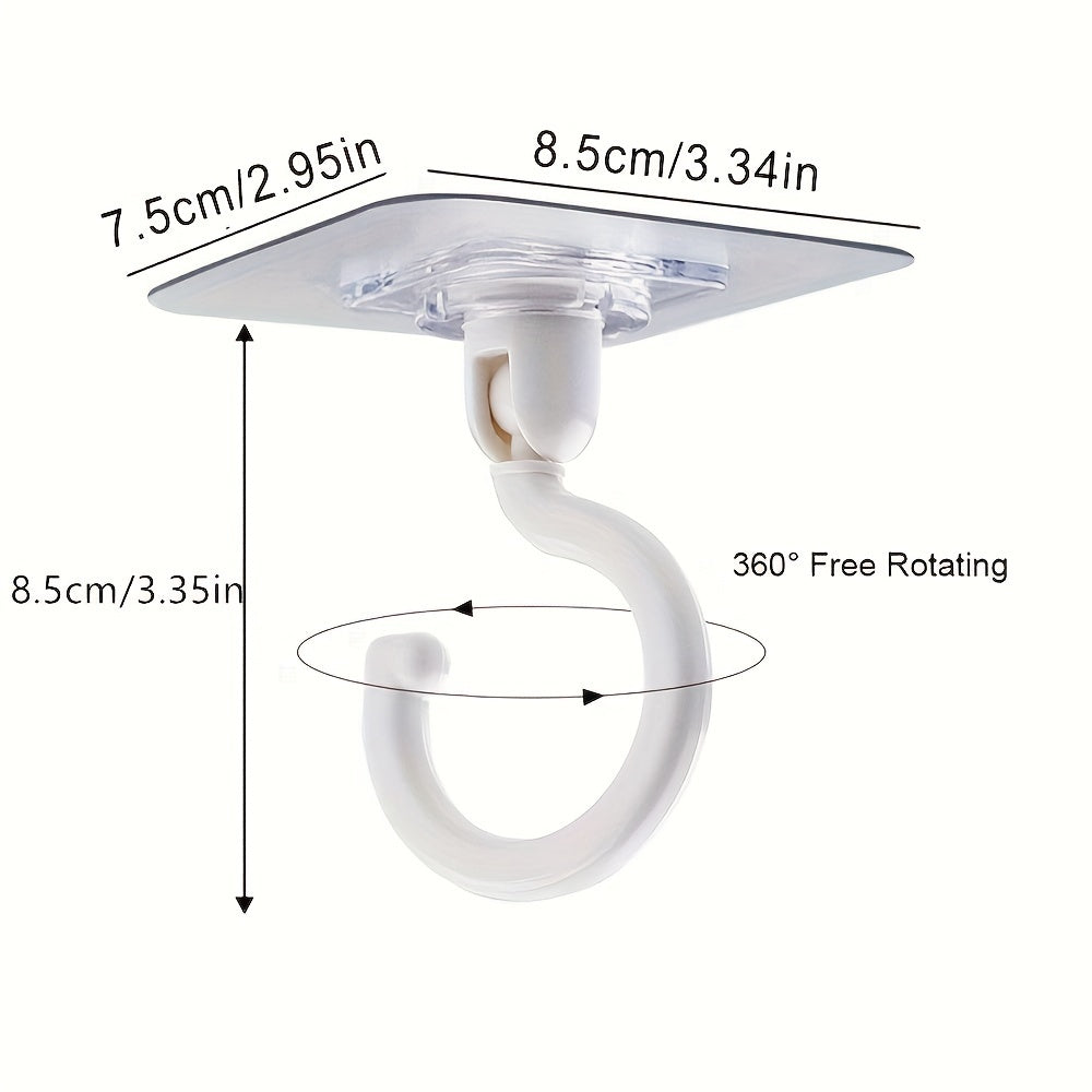 3 Pcs / set Self-Adhesive 360° Rotatable Ceiling Hook, No-Drill Wall Mount For Dome Bed Canopies & Mosquito Nets & Scarves And Bags Storage