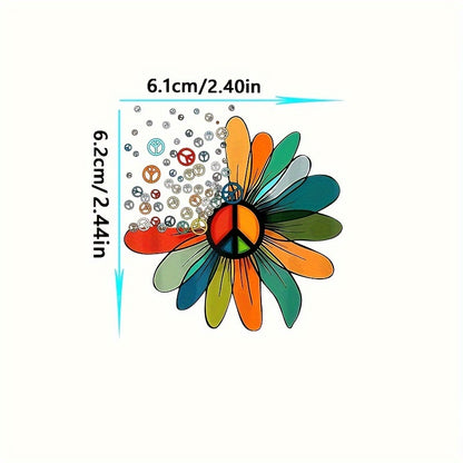 Peace Love Flower Heat Transfer Sticker: Personalized, Washable Iron-On Decal for DIY Clothing, Masks, Jeans, Backpacks, Hats, and Pillows - Hiccupzz