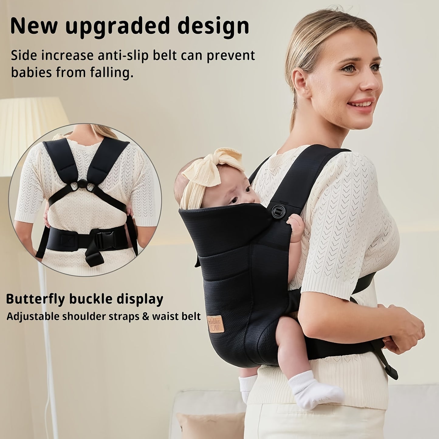 Ergonomic Baby Carrier - Newborn & Toddler Wrap, Hands-Free Sitting Support Sling, Breathable Chest Carrier