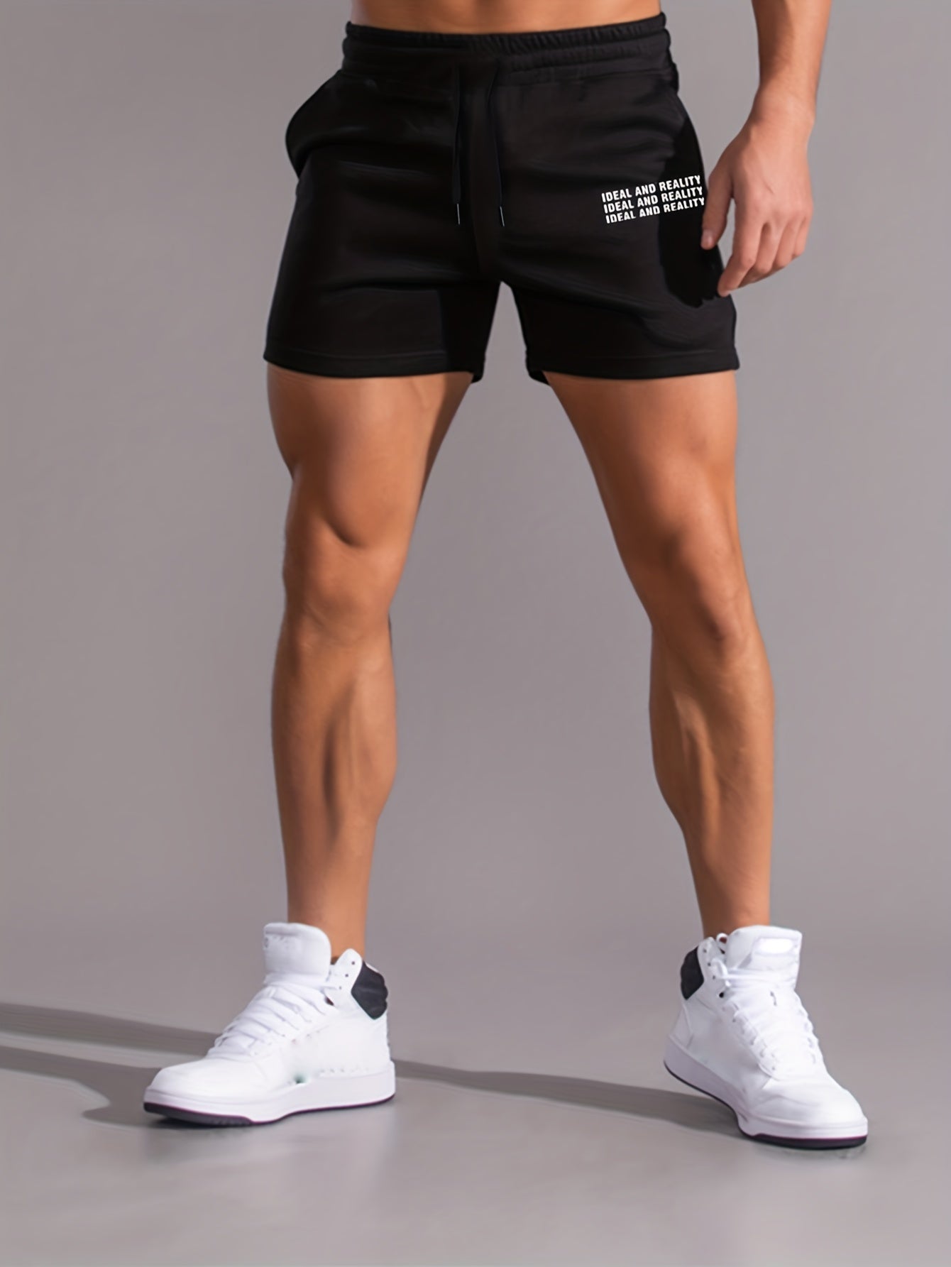 Pantalones cortos cómodos con estampado de letras para hombre: pantalones cortos casuales con cordón y cintura elástica para usar en baloncesto y en la playa en verano