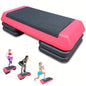 Adjustable Workout Aerobic Stepper in Fitness & Exercise Step Platform Trainer Red Black with 2/4 Risers - Hiccupzz