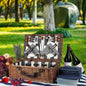 Extra Large Willow Picnic Basket with Service Set for 4 Persons, Natural Wicker Picnic Hamper with Free Food Cooler, Fleece Blanket and Tableware - Hiccupzz