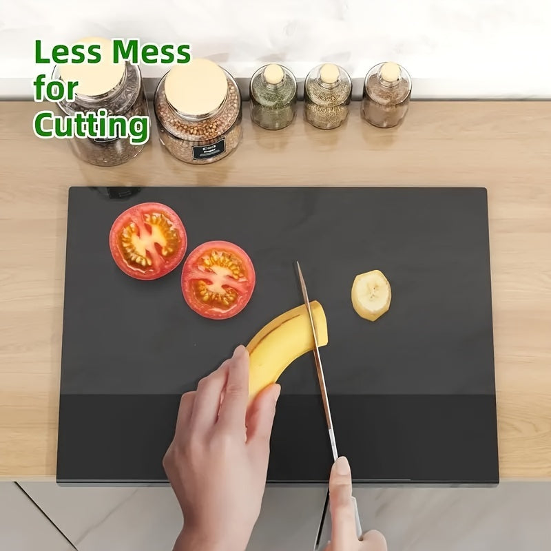 1Pc Non-Slip Acrylic Cutting Board - Transparent Black, Kitchen Home Restaurant Countertop Protector