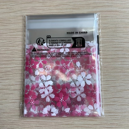 25PCS Floral Printed Polypropylene Gift Bags with Sakura Blossom Design – Clear, Durable OPP Plastic Pouches for Packaging Jewelry, Cookies, and Favors, Ideal for Party and Wedding Gifts - Hiccupzz
