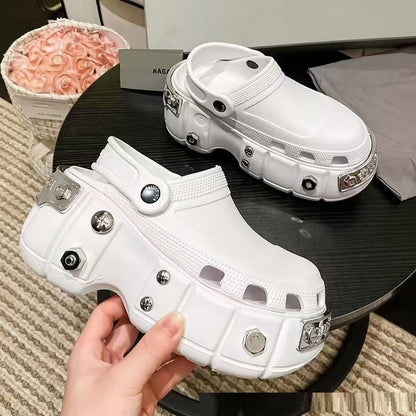 Ins Closed Toe Hole Shoes Platform Height Increasing Sandals - Hiccupzz