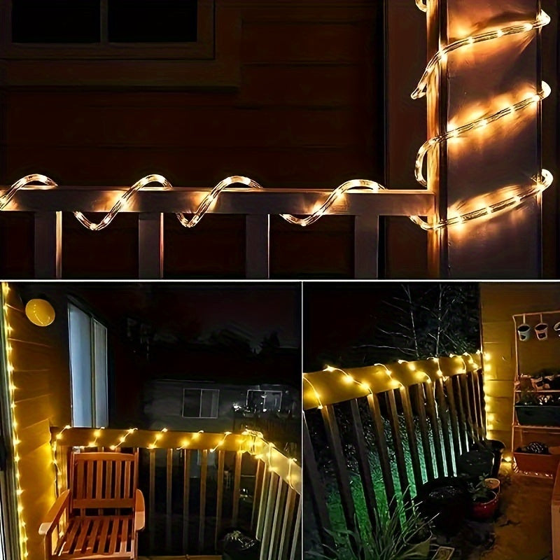 1 Pack Solar Tube String Lights - 8 Modes Outdoor LED Copper Wire Lights