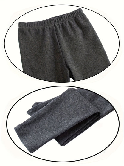 4 Pcs Kids' Thermal Pants Set - Solid Color Knit Fabric, Medium Stretch, Long Length, Mid-Rise Waist, Unisex, for Autumn/Winter - Hiccupzz