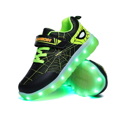 Size 26-37 Kids Led USB Recharge Glowing Shoes Children's Hook Loop - Hiccupzz