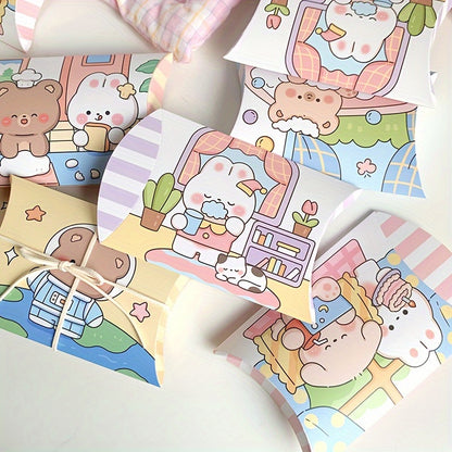 Cartoon Animal-Themed Pillow Gift Boxes (1-Pack) – Perfect for Small Candies, Birthdays, Holidays, and Special Occasions, Featuring Adorable Bear and Bunny Designs - Hiccupzz