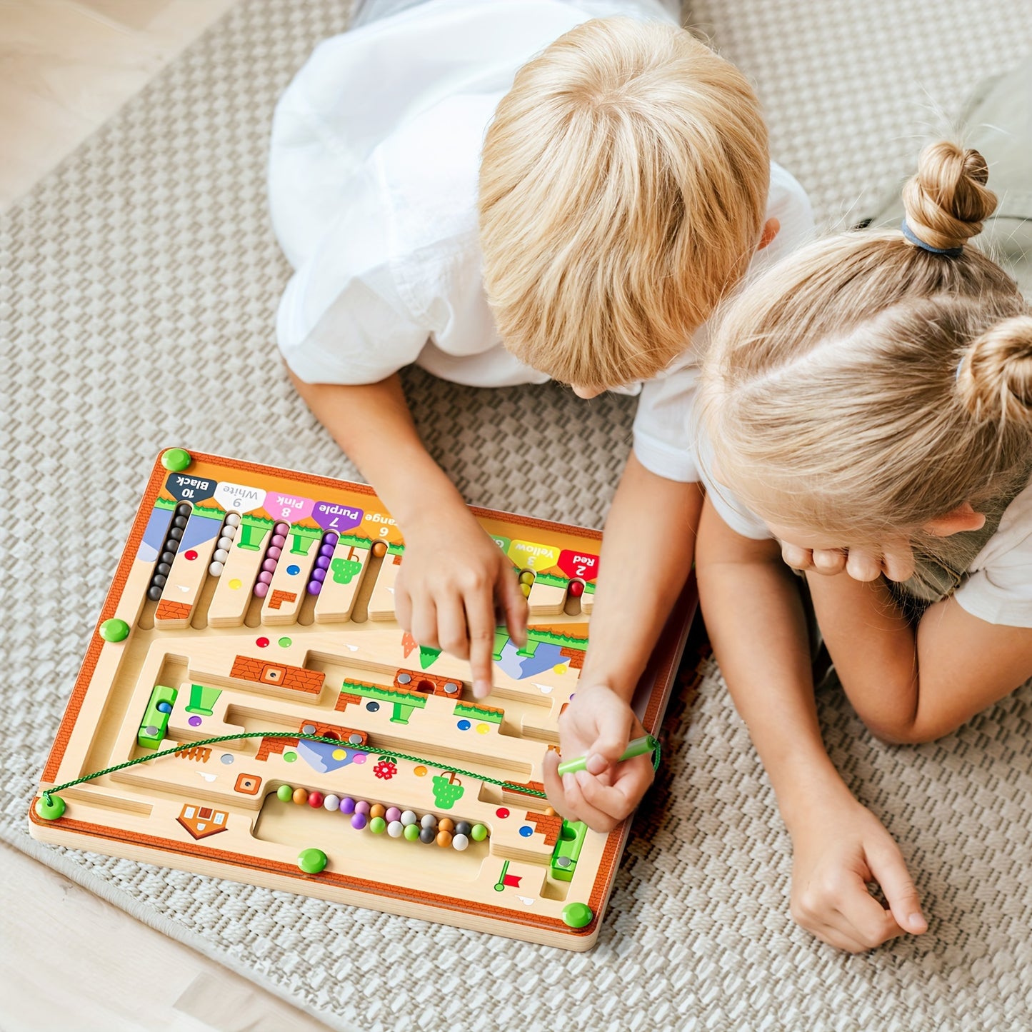 Magnetic Color and Number Maze Wooden Puzzle for Kids 3-5 Years Old