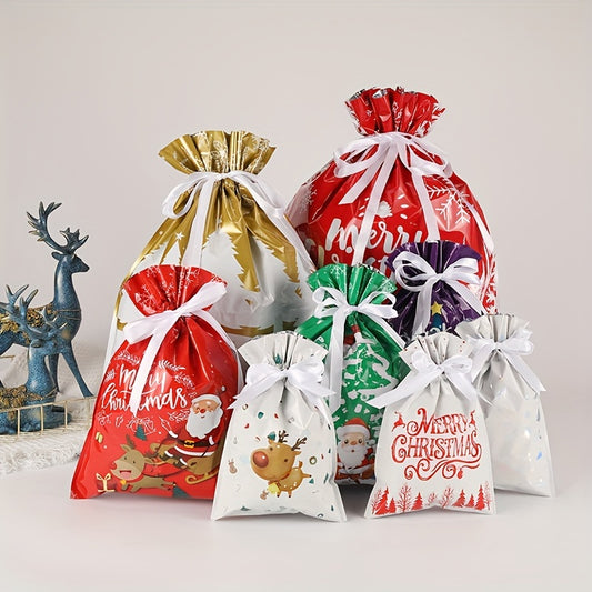 1pc Christmas Gift Bag 2023 – New Drawstring Candy Bag Set for Christmas Decorations, Party Favors, Food Packaging, and Shop Supplies, Ideal for Navidad Celebrations, Affordable and Fun!