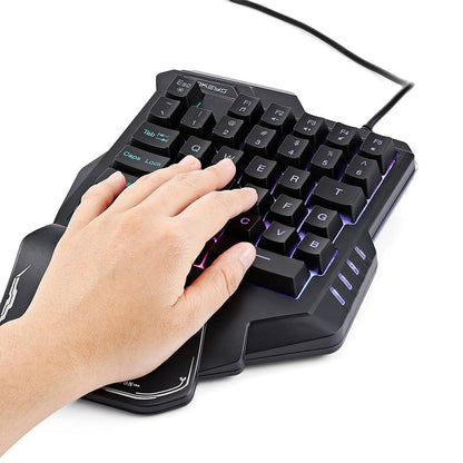 One-Handed Mechanical Gaming Keyboard RGB Backlit Portable Mini Gaming Keypad Game Controller - Hiccupzz