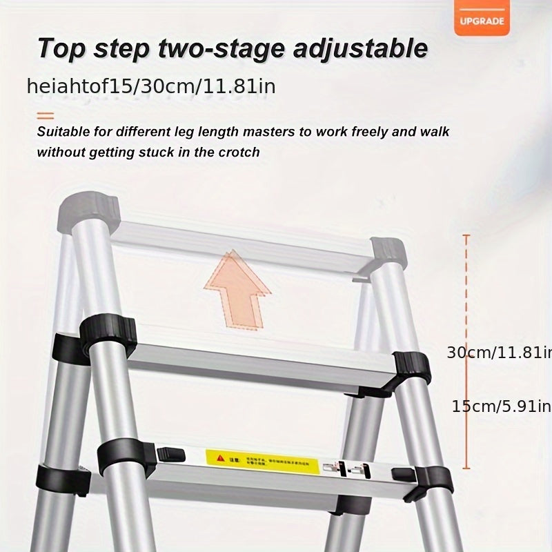 6.5 Ft 7-Step Telescopic Folding Ladder - Herringbone Design, Anti-Shake & Anti-Slip, 330 lb Capacity, Multi-Purpose Outdoor Household Ladder