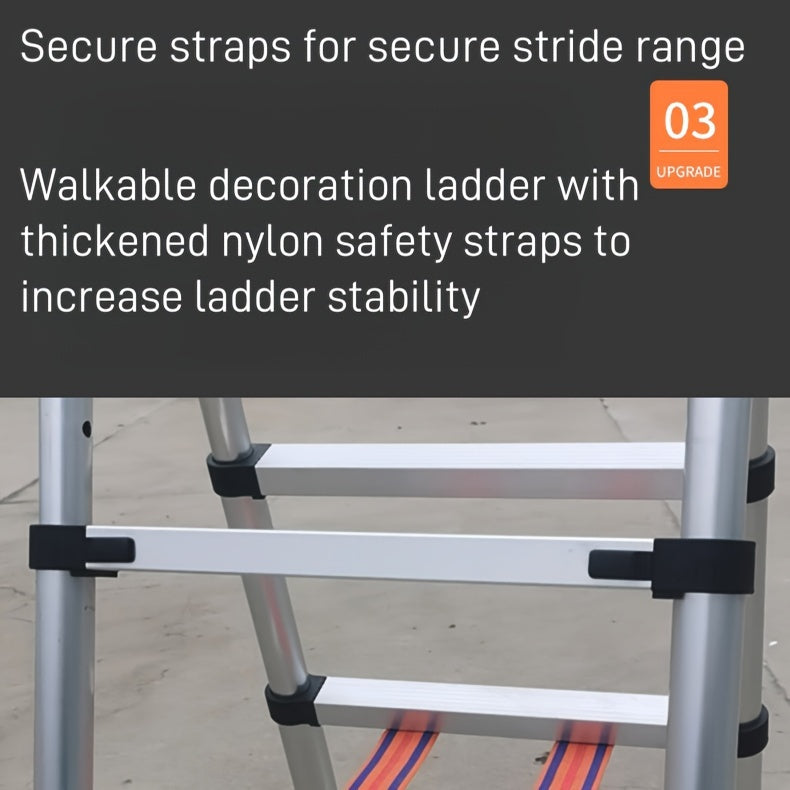 6.5 Ft 7-Step Telescopic Folding Ladder - Herringbone Design, Anti-Shake & Anti-Slip, 330 lb Capacity, Multi-Purpose Outdoor Household Ladder