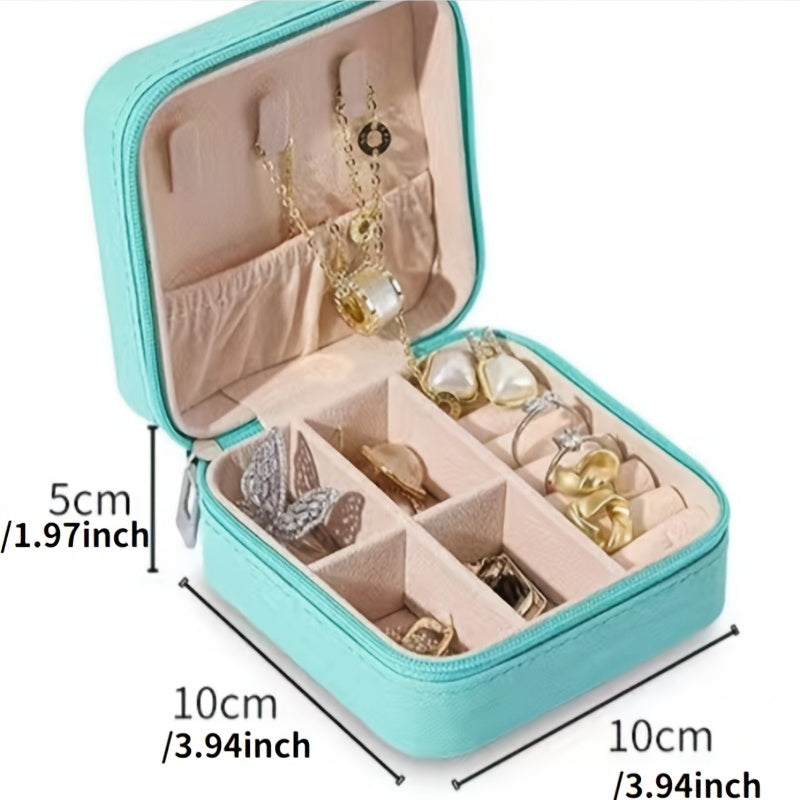 Simple Mini Portable Jewelry Box, Travel Storage Case, Multifunctional Organizer