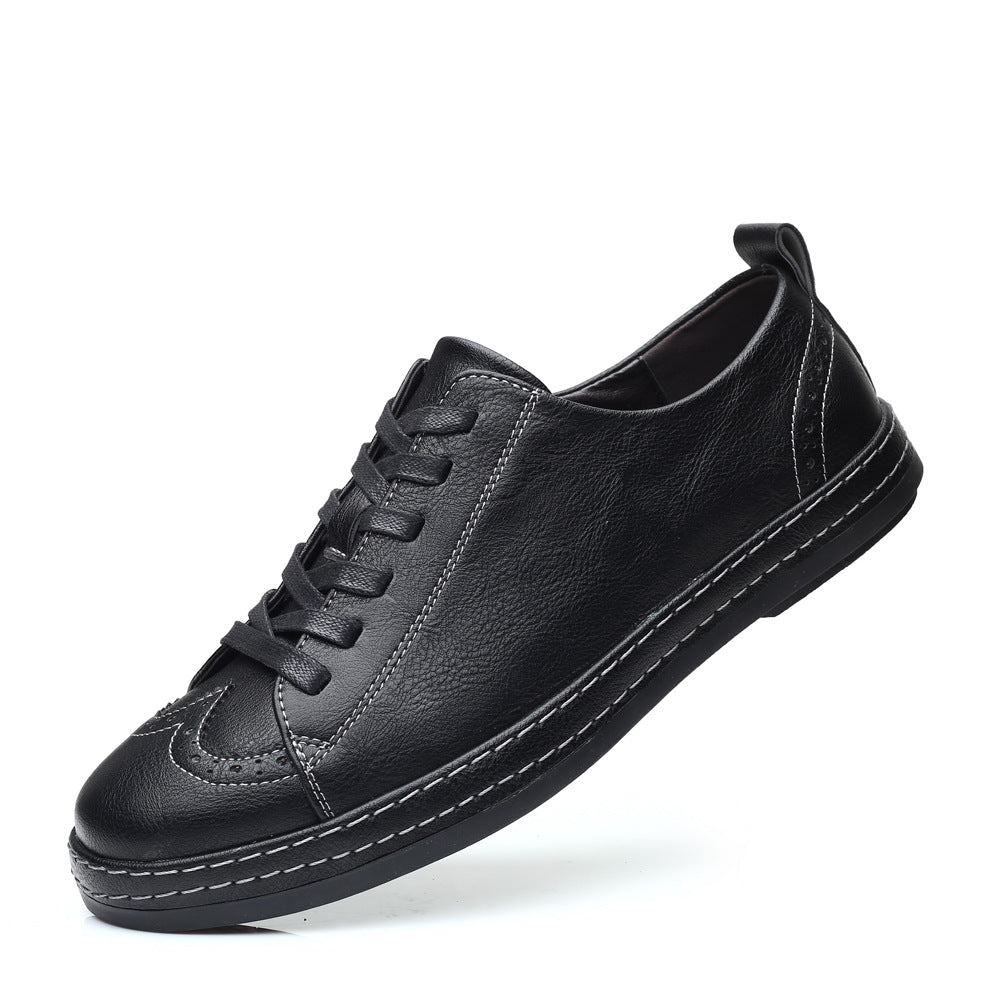 Men's Trendy Stitching Casual Lace Up Leather Shoes