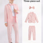 3-Pcs Boys Formal Plaid Gentleman Outfits, Long Sleeve Blazer, Bowtie, Pants Set - Hiccupzz