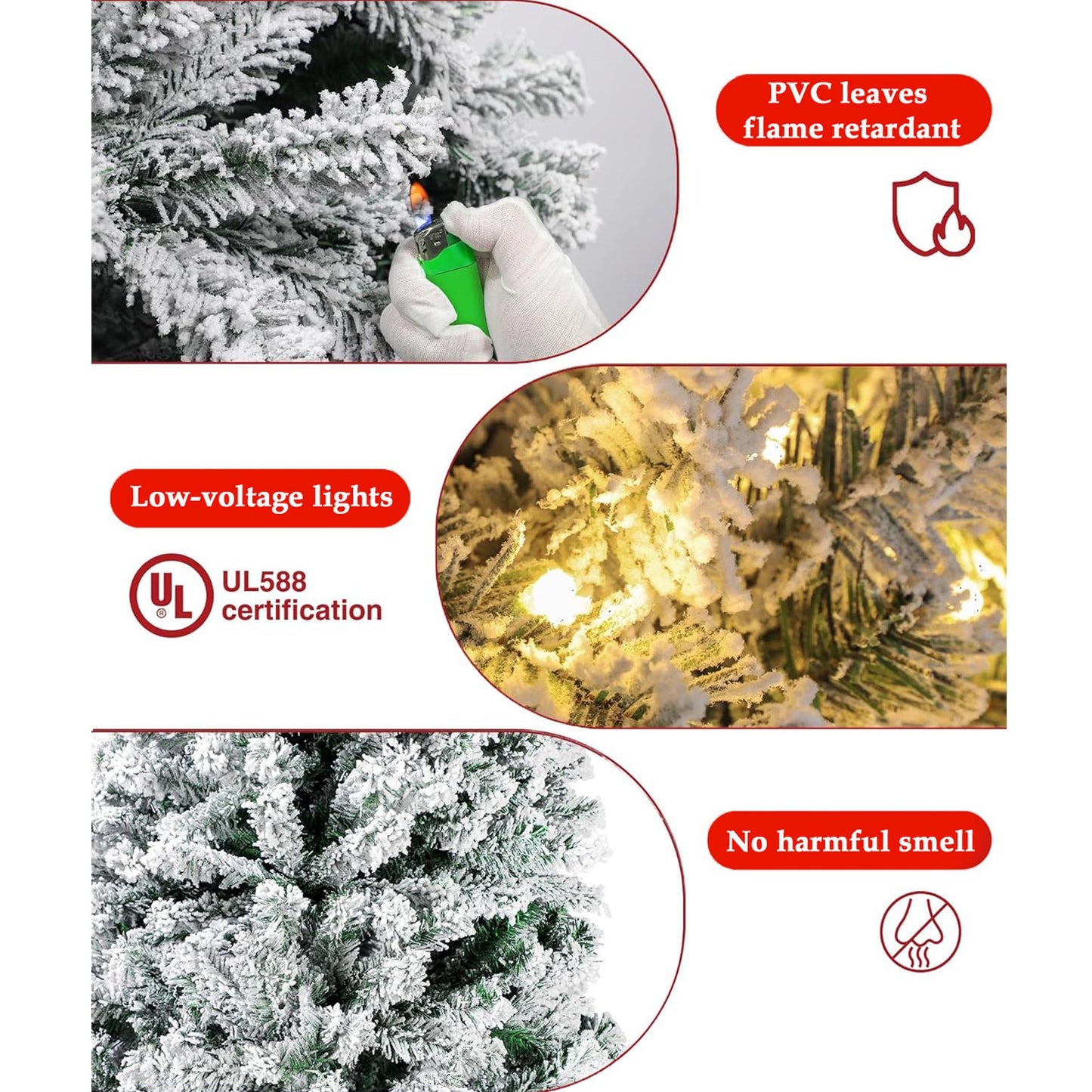 6ft Pre-Lit Snow Flocked Artificial Christmas Tree with 250 Lights