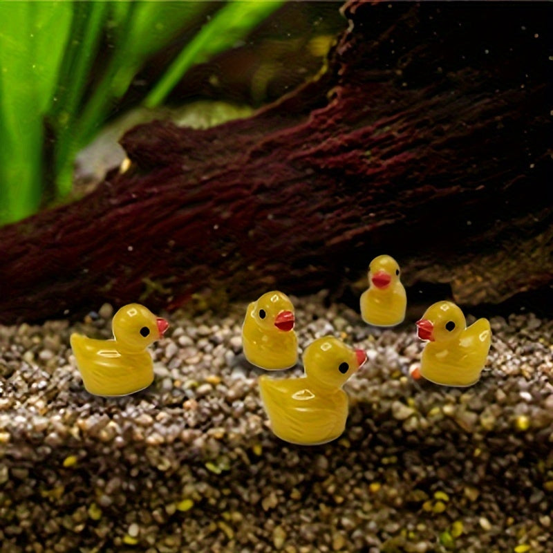 Mini Yellow Duck Figurines (10pcs): Realistic Resin Ducks for Home and Office Decor, Ideal for Easter, Halloween, and Christmas Gifts