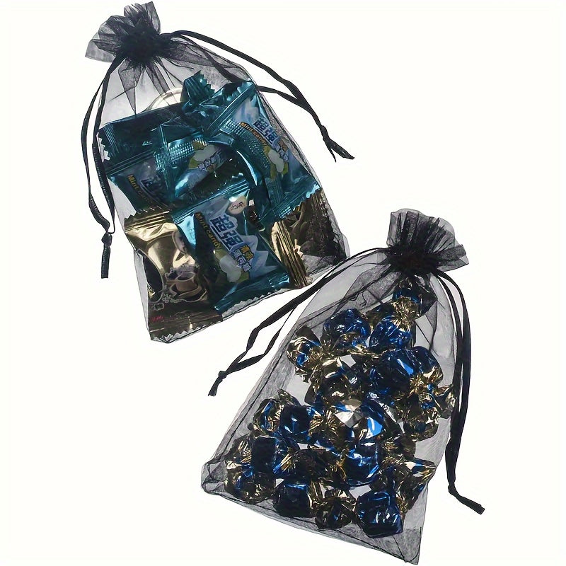 10pcs Value Pack Organza Bags (3.5 x 4.7 Inch) – Clear Drawstring Gift Bags for Jewelry, Wedding, Party, and Christmas Gifts, Small Mesh Goody Bags for Mini Candies, Holiday Party Decorations, and Favors