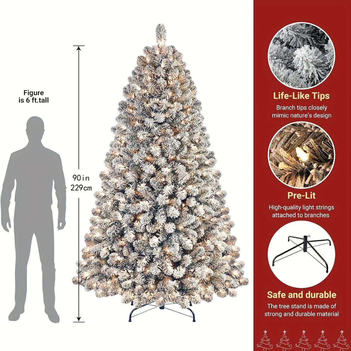 1 Pc 6.5 Ft White Prelit Christmas Tree