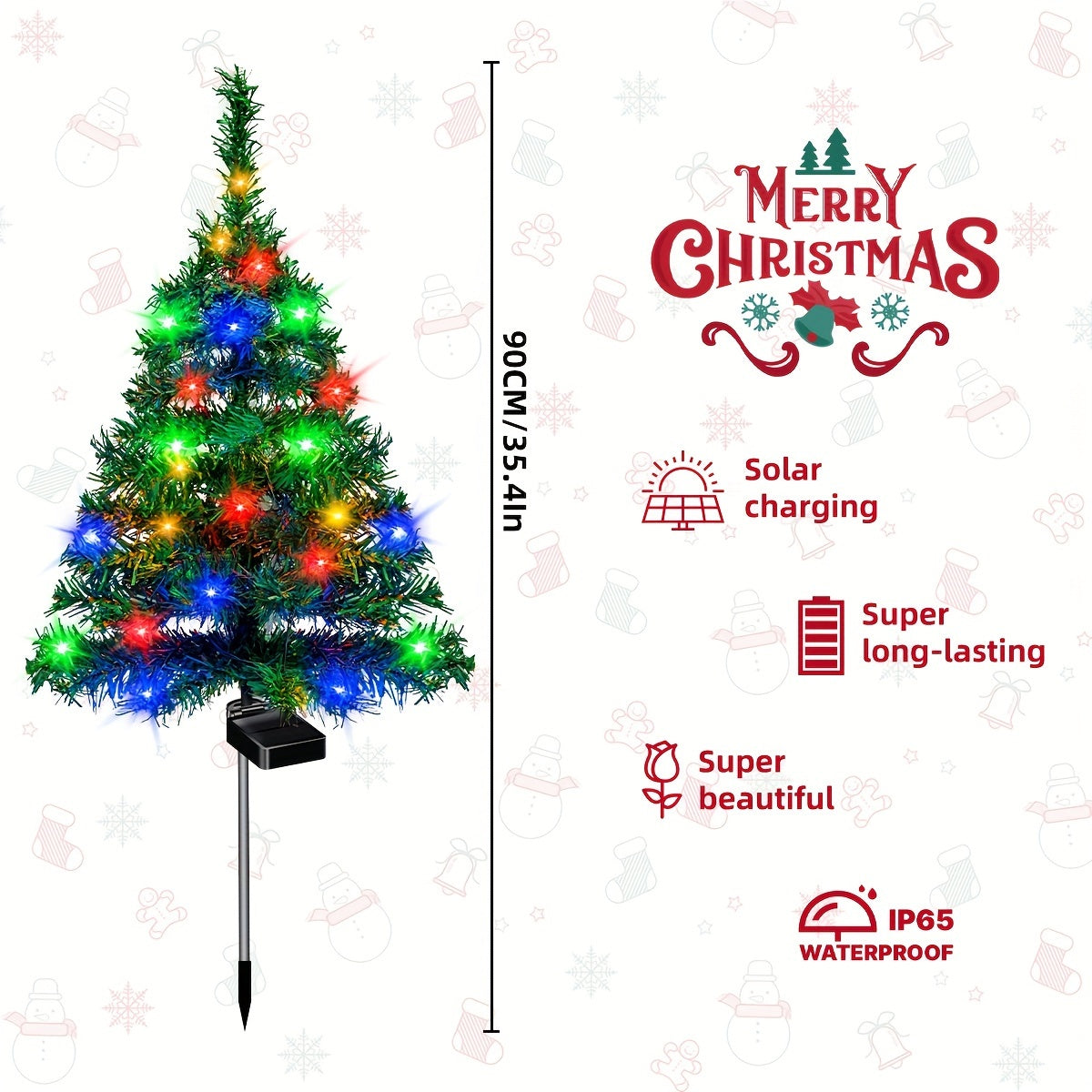 Solar-Powered Christmas Tree Garden Stake Lights