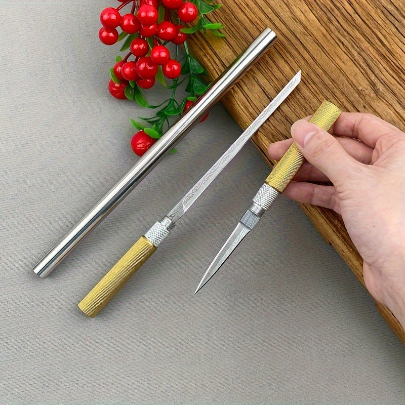 Wukong Stick - All Steel Forged Fruit Knife, Ruyi Golden Hoop Stick, Mini Stainless Steel Meat Eating Knife, Camping Peeling Knife