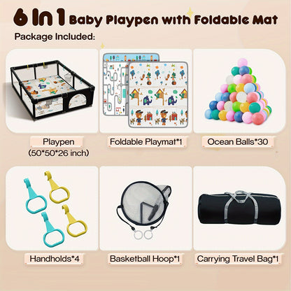 Gimars Upgraded 320D Washable Baby Playpen - 50''x50'' Large Play Yard for Toddlers with Zipper Gate