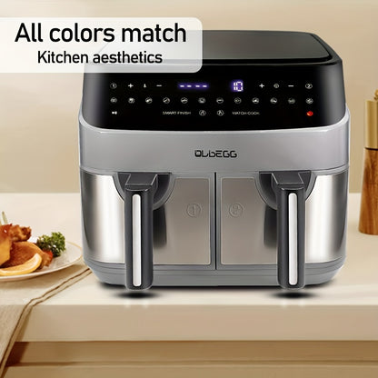 10-Quart Upgraded Dual Pot Touch Screen Air Fryer Oven - 14 Functions, Multi-Function Cooker for Two Foods