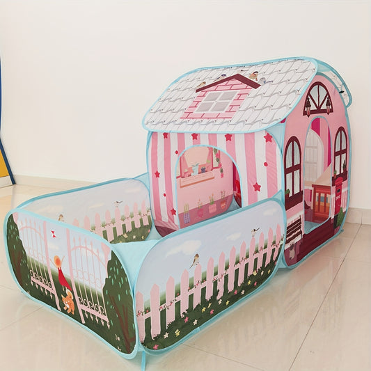 Youngsters' Pop-Up Playhouse - Pink, Durable Polyester & Steel Frame, No Assembly Required, For Indoor/Outdoor Fun