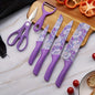 Jasmine Flower 6-Piece Kitchen Knife Set with Chef Knife, Meat Cleaver, Bread Knife, Scissors, Peeler - Hiccupzz