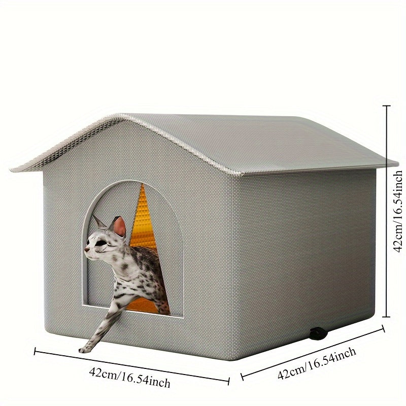 All-Season Waterproof Cat Nest - Rainproof, Bite-Resistant Outdoor Lodge with Large Enclosed Space for Stray Cats