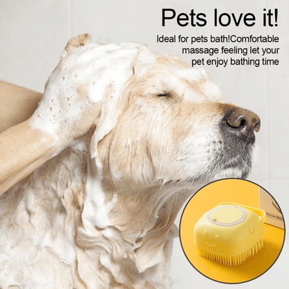 Gentle Silicone Pet Brush for Dogs and Cats – Massages and Cleans with Integrated Shower Gel Dispenser - Hiccupzz