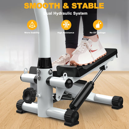 Stair stepper with handle - Mini stepper with 300 lb load capacity, hydraulic fitness stepper with LCD display - Hiccupzz