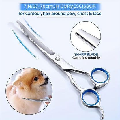 Dog Grooming Scissors Kit – Professional Pet Cleaning and Grooming Tool Set with Safety Round Tip Stainless Steel Shears for Dogs & Cats - Hiccupzz