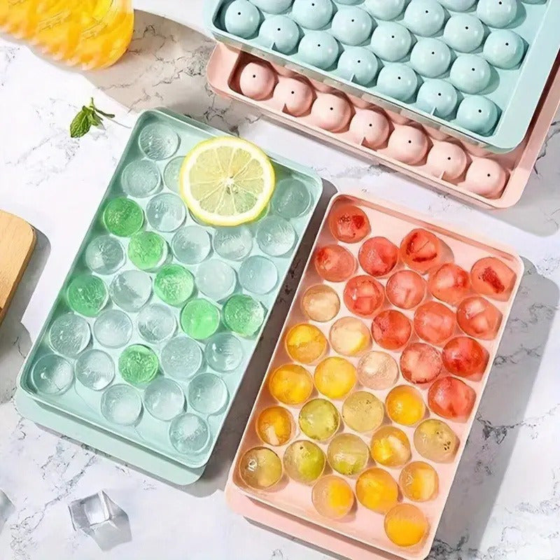 33-Grid Ice Cube Tray with Lid - Quick-Release, Stackable Ice Maker for Kitchen & Beverages