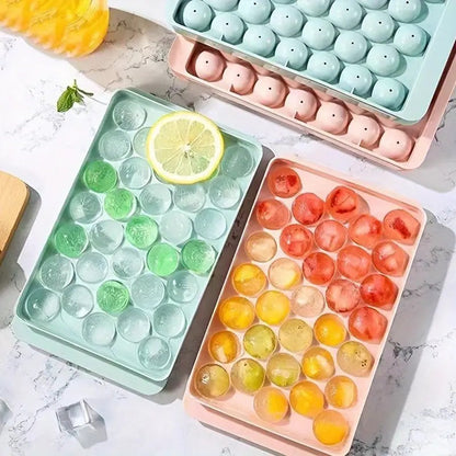 33-Grid Ice Cube Tray with Lid - Quick-Release, Stackable Ice Maker for Kitchen & Beverages