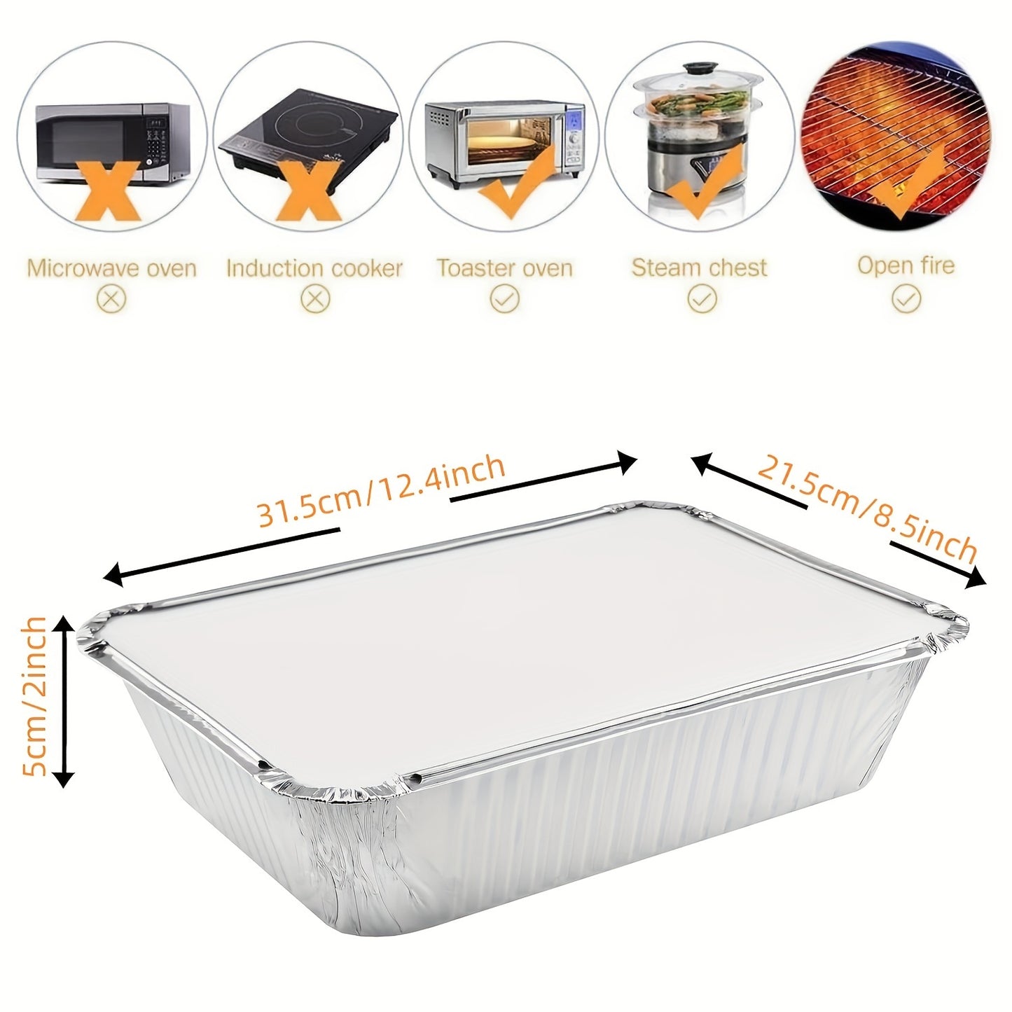 10/20pcs Disposable Aluminum Foil Pans with Lids – Heavy Duty Food Containers for Roasting, Cooking, Camping, and Travel