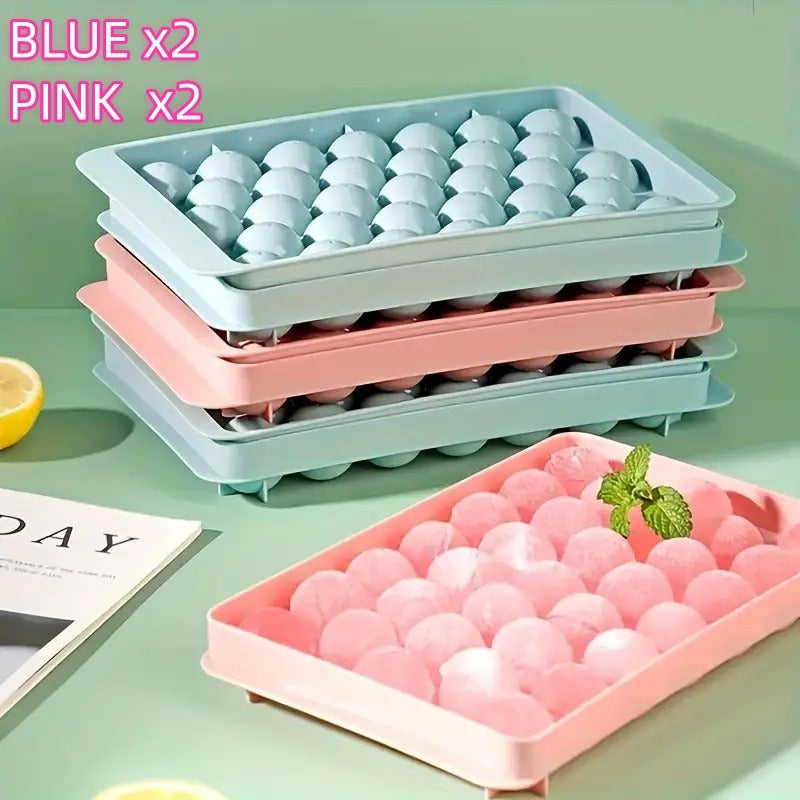 33-Grid Ice Cube Tray with Lid - Quick-Release, Stackable Ice Maker for Kitchen & Beverages