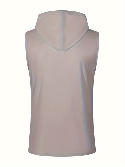 Men's Solid Color Henley Hooded Tank - Summer Fitness & Sports Wear - Hiccupzz