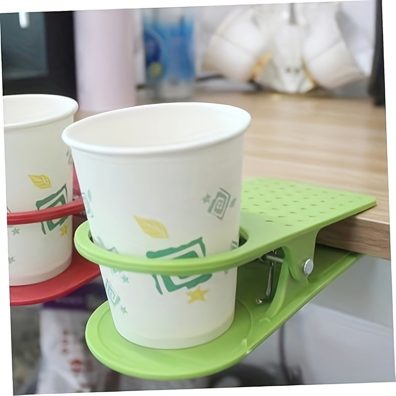 1/3 Piece Space-Saving Clip-On Cup Holder – Lightweight & Sturdy Design for Tables, Storage Tray Included, Random Colors