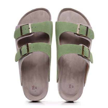 Genuine Leather Cork Slippers Women's Fashion - Hiccupzz