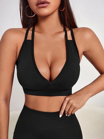 Women's Seamless Push Up Sports Bra, Fitness Yoga Top, Gym Running Workout Underwear, Cross-Back Athletic Support - Hiccupzz