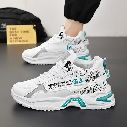 Anime High Top Men's Sneakers, Trendy Platform Shoes, Comfy Outdoor Jogging Workout Casual Activities - Hiccupzz