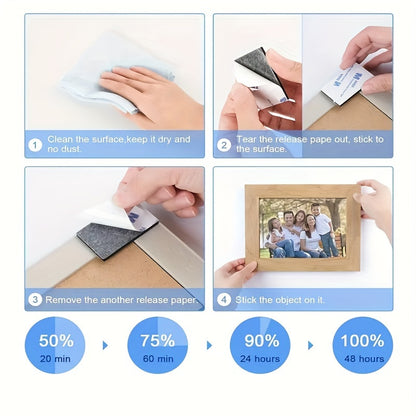 80 Pcs Strong Double-Sided Adhesive Tape Set - Black EVA Foam, Various Shapes, Quick Installation for Walls, Floors, Doors, Wood & Glass